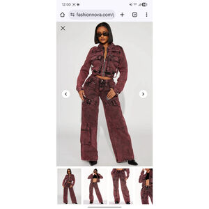 Fashion Nova Monaco Straight Leg Cargo Jeans - Red size 5